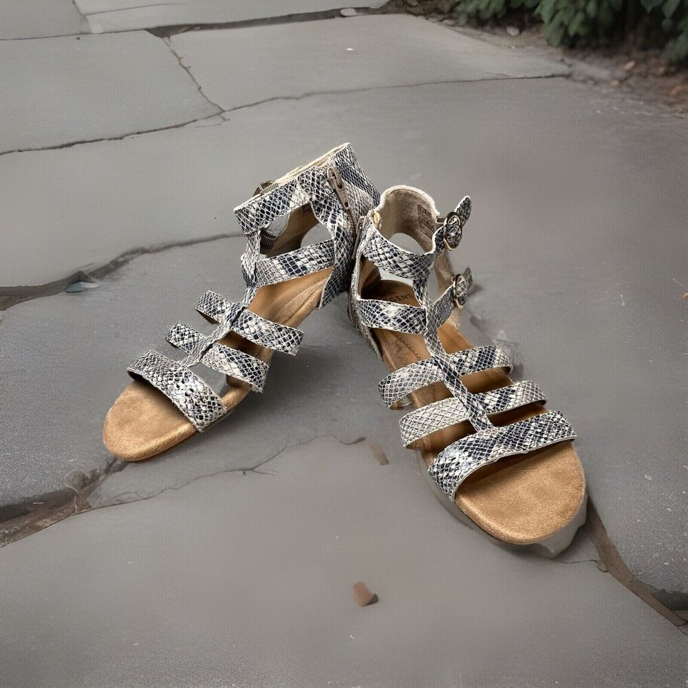 Earth Origins Women Leather Mica Maren Taupe Gladiator Sandals Zipper 8M
